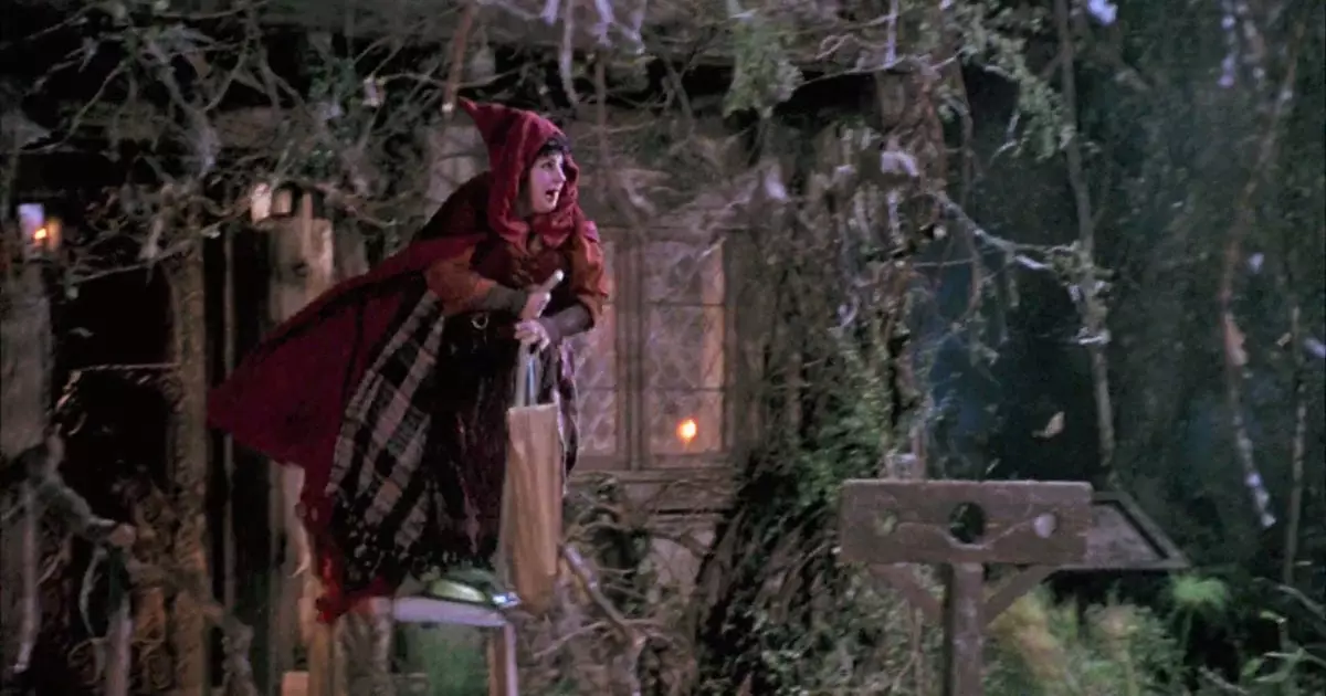 Mary using a hoover as a 20th century version of a broomstick is a classic moment from the film. (