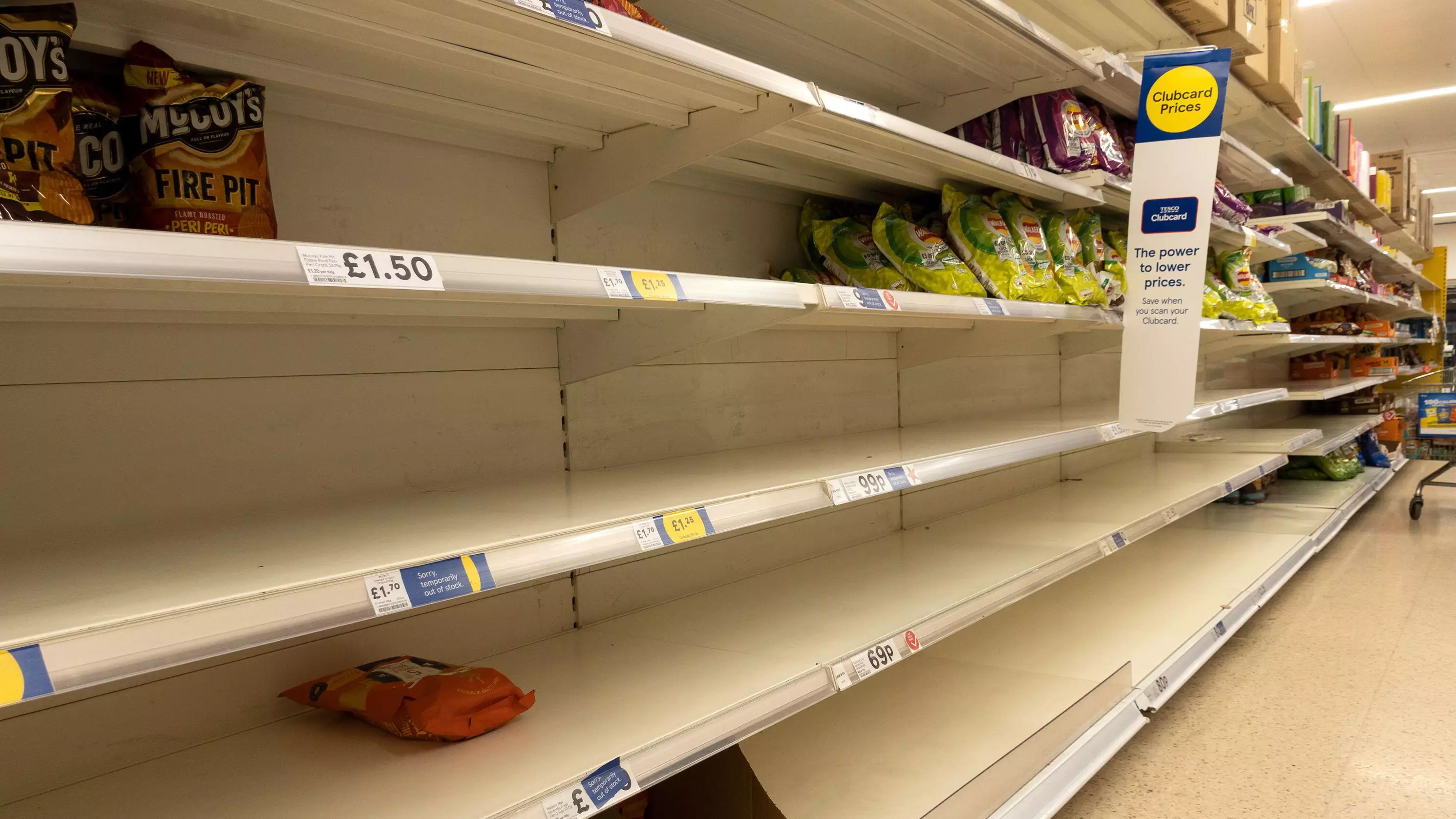 Shortage Of Walkers Crisps Leaves Supermarket Shelves Bare