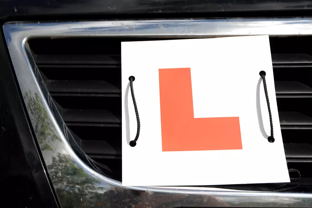 Stock image of an L plate.