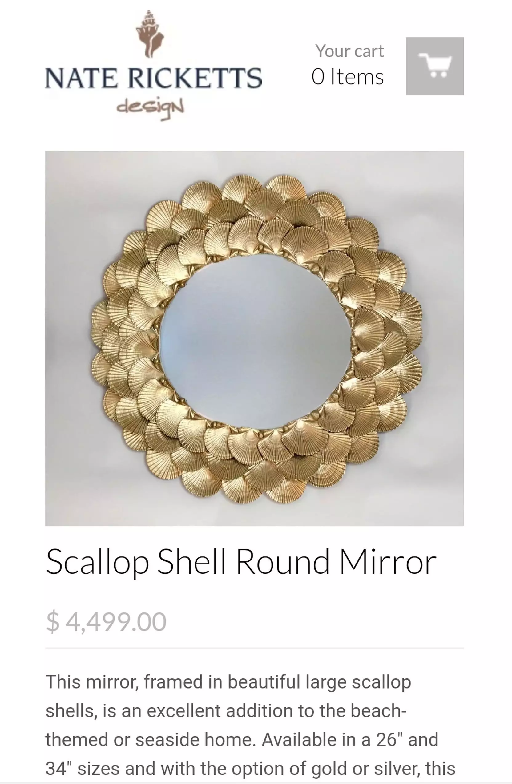 The original Scallop Shell Round Mirror designed by Nate Ricketts cost a hefty £3,572 ($4,499) (