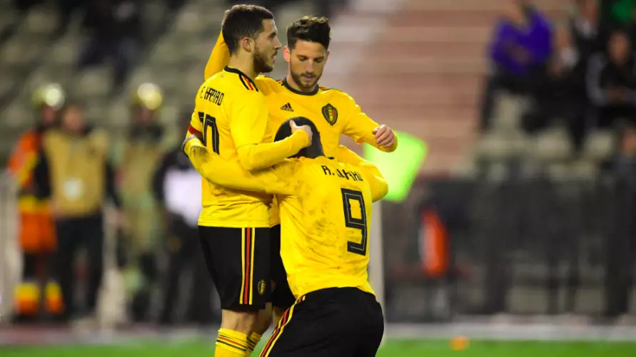 Mertens Produces Incredible Caption For Picture Of Him Celebrating With Hazard And Lukaku