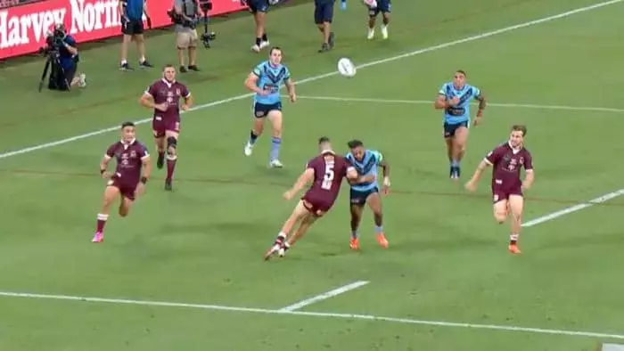 Josh Addo-Carr appeared to be blocked by Corey Allan.