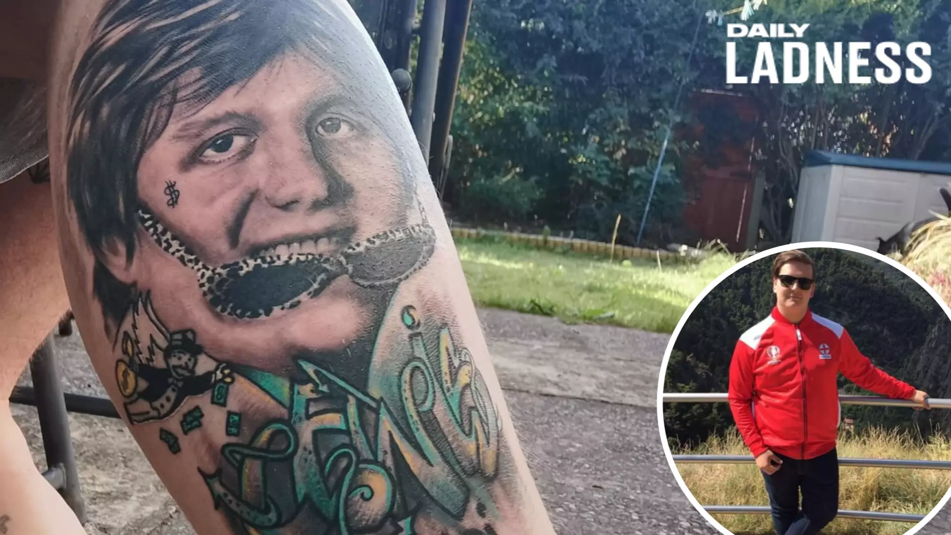 LAD Gets Huge Lewis Capaldi Tattoo On His Leg For Free