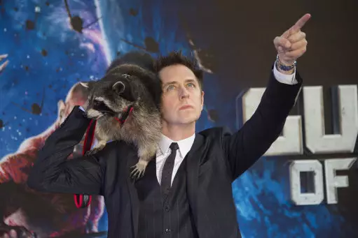 James Gunn attending the premiere of Guardians Of The Galaxy at the Empire cinema in London with Oreo.