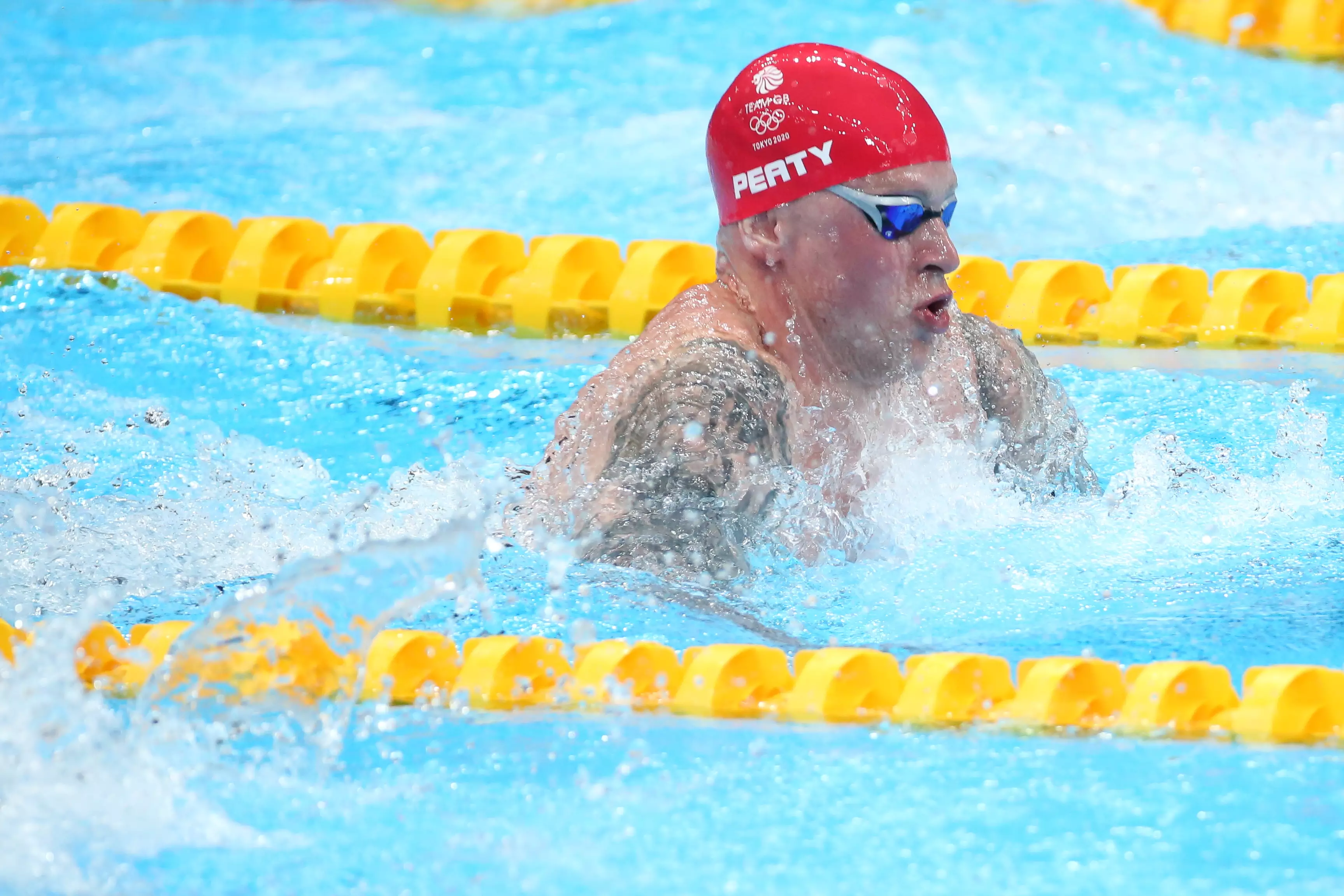 Adam Peaty competing in the men's 100m breaststroke at the Tokyo 2020 Olympics (
