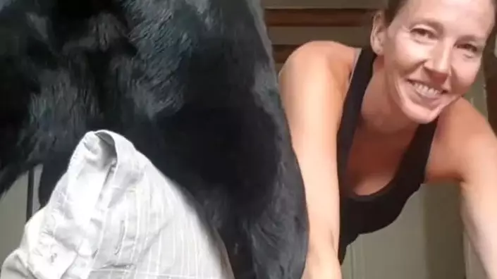 Yoga instructor In Hysterics As Dog starts Humping Pillow During Class