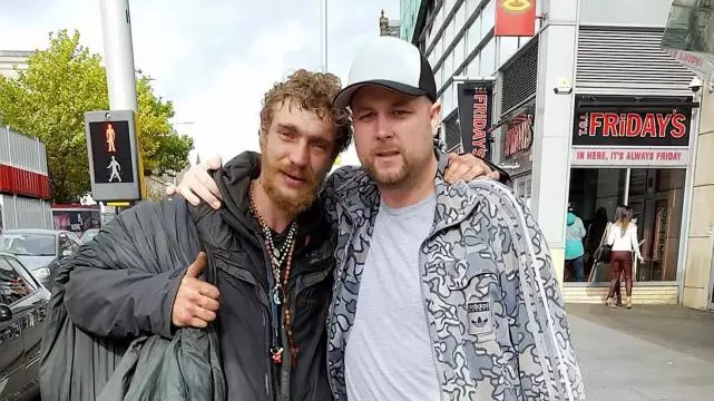 LAD Donates His Brand New Trainers To Homeless Man In Street
