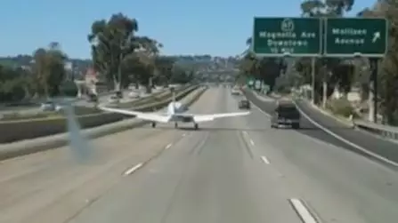 Plane Forced To Make Emergency Landing On California Freeway