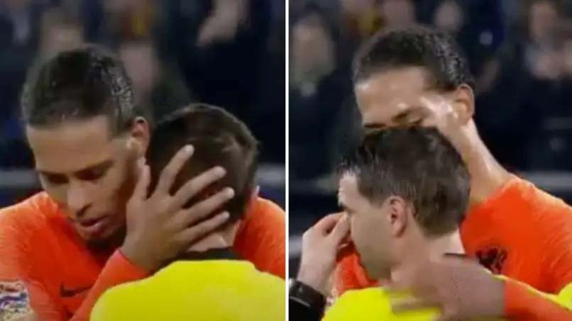 Liverpool's Virgil Van Dijk Warmly Embraces Teary-Eyed Referee Whose Mother Passed Away