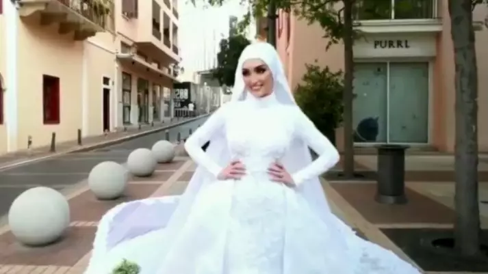 Bride Runs For Cover After Beirut Blast 
