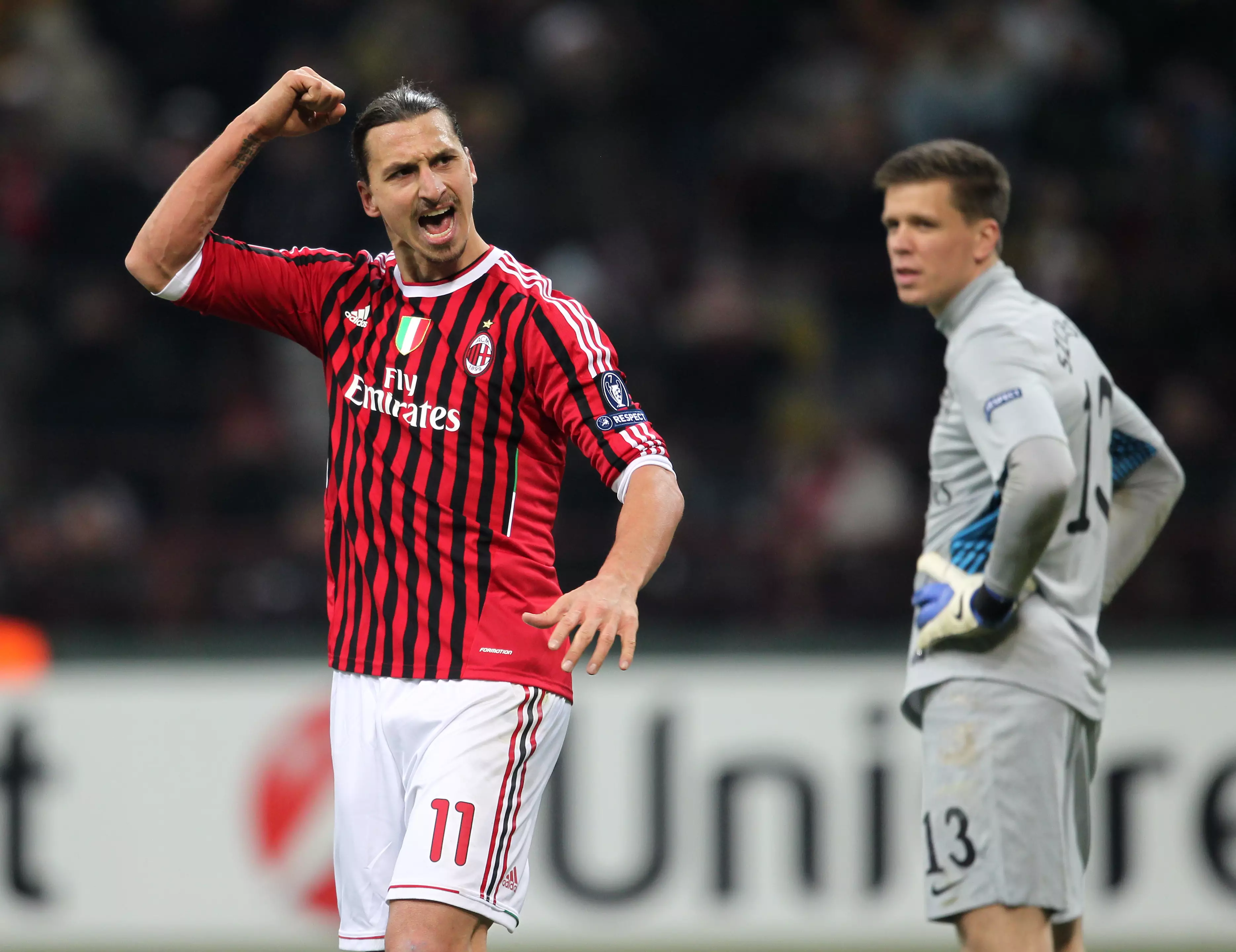 Ibrahimovic celebrates scoring a goal for AC Milan. Image: PA