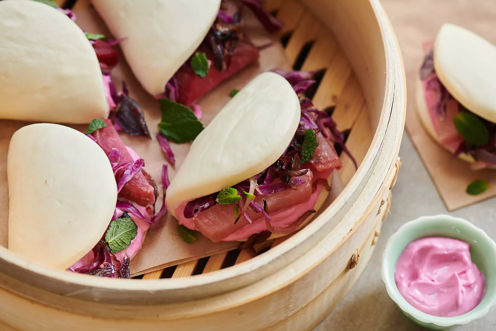 The on-trend millennial pink vegan mayo is infused with beetroot (