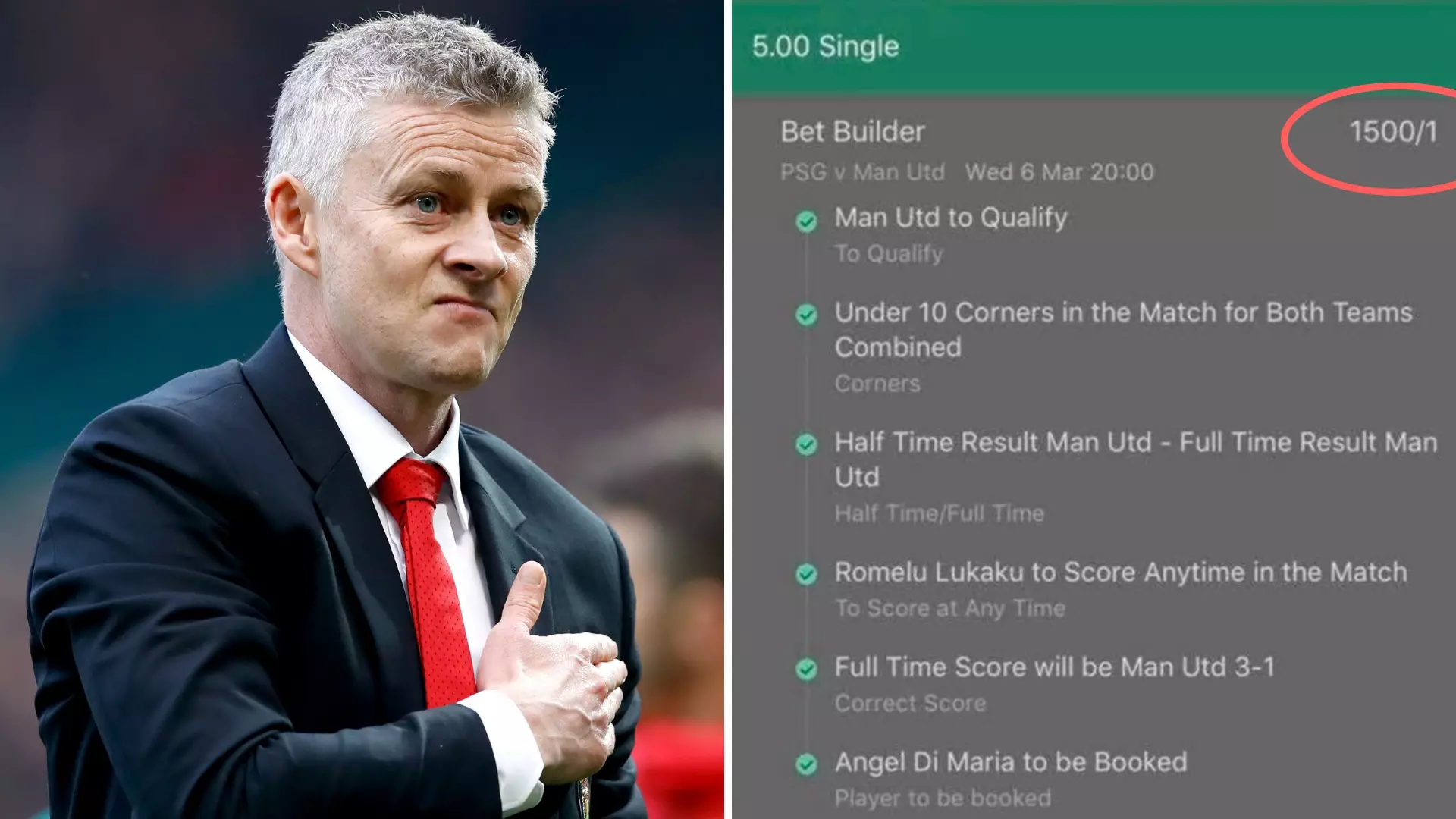 Punter Pockets £7,500 From Absurd Custom-Made Bet On Manchester United Match