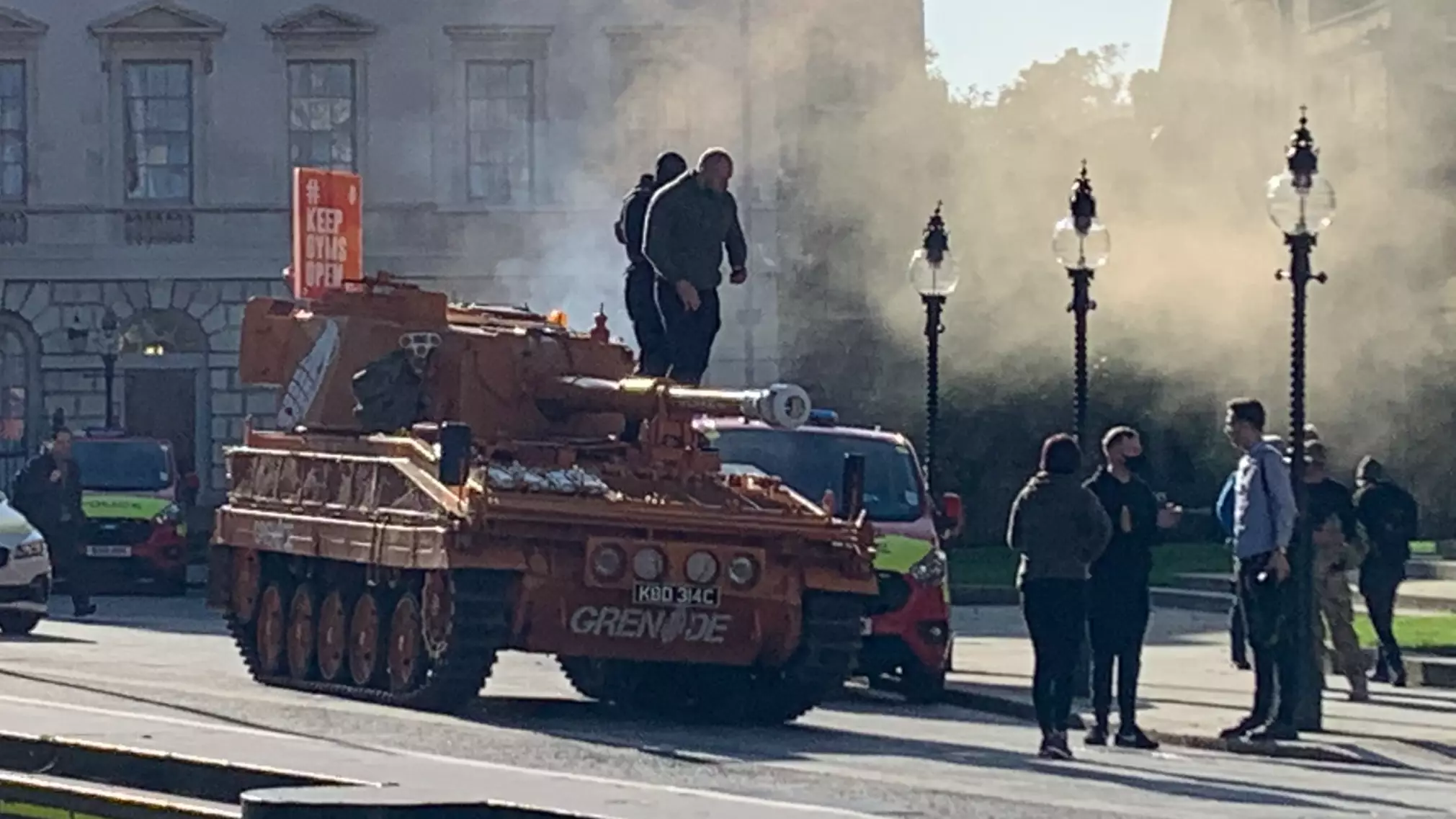 Protestors Bring Tank To Parliament In Campaign Against Lockdown Gym Closures