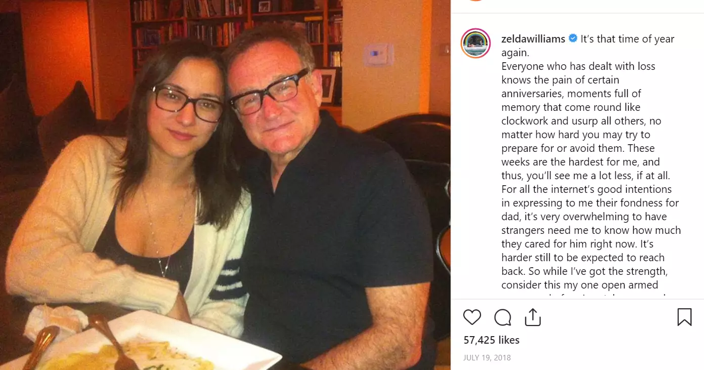 Zelda paid tribute to her dad on Instagram.
