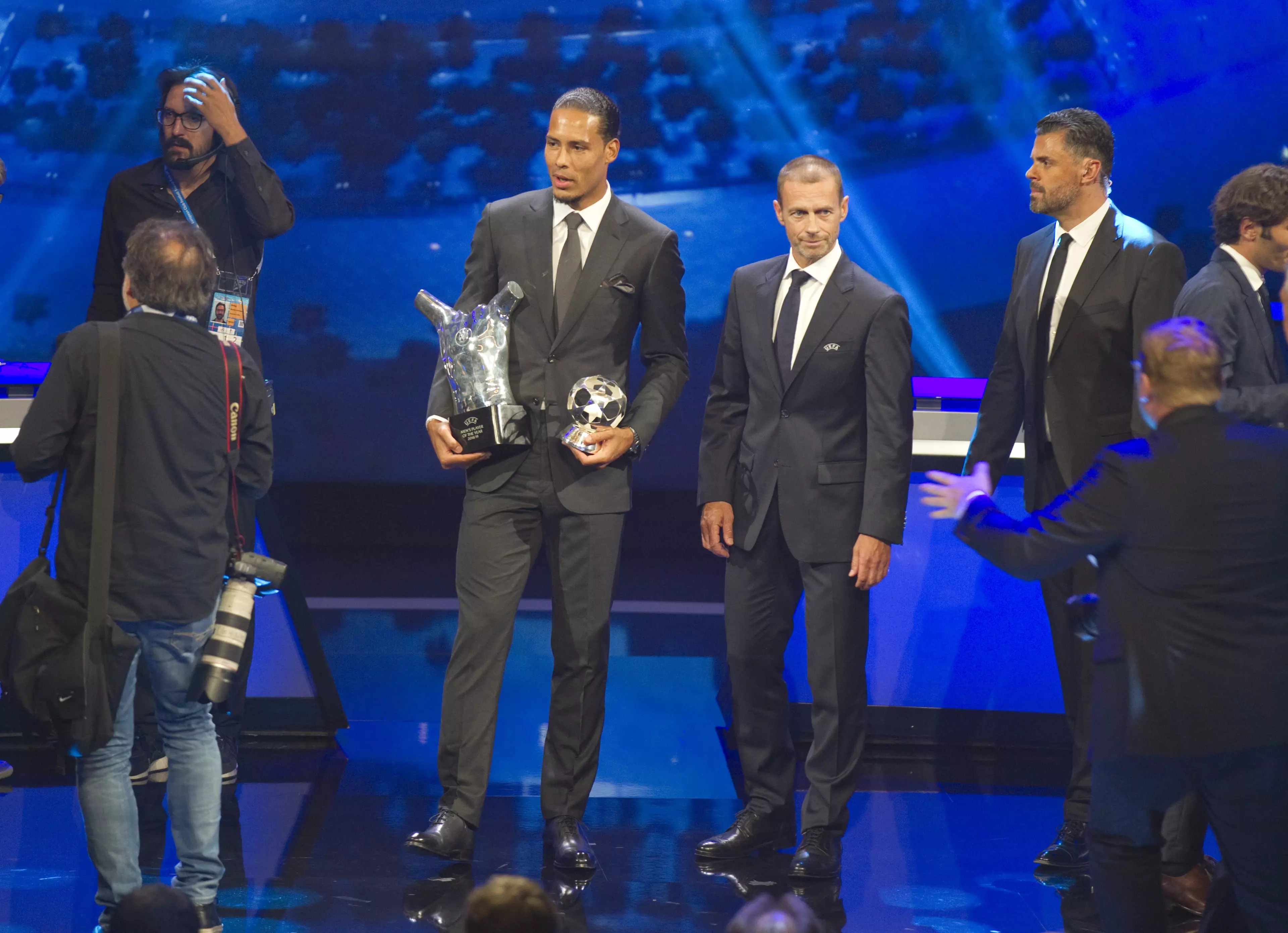 Van Dijk beat Messi and Ronaldo into second and third respectively to the UEFA award. Image: PA Images