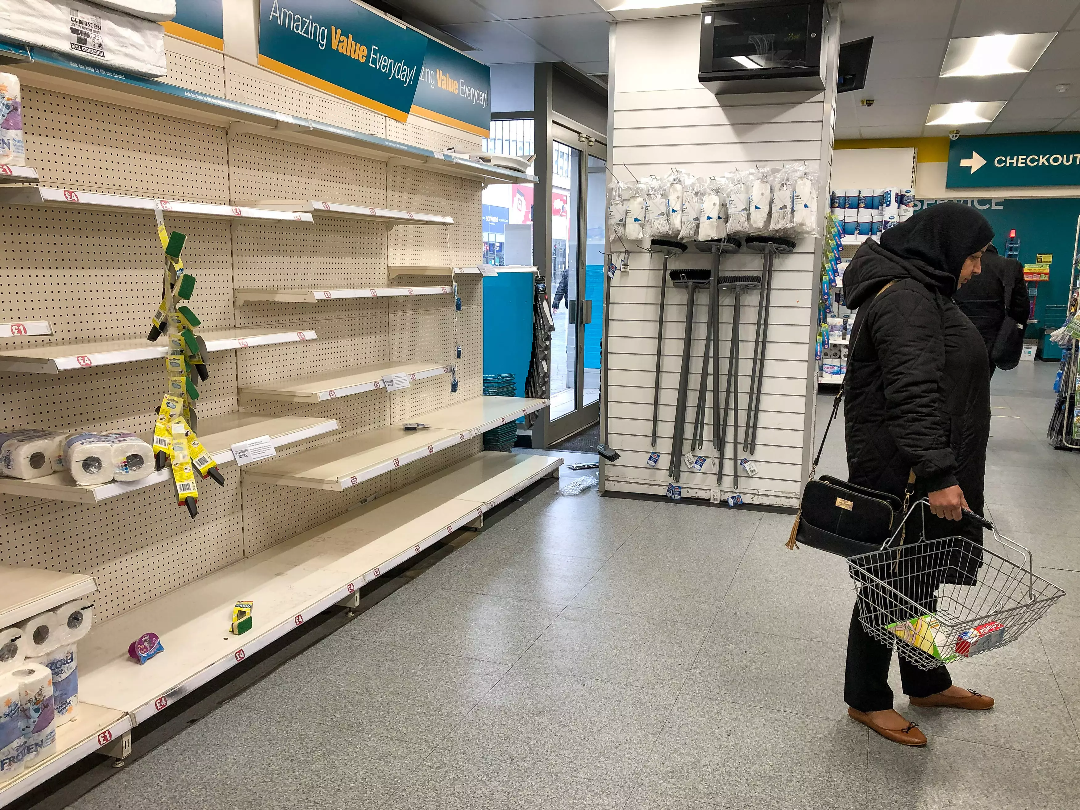 Shoppers in Poundland.
