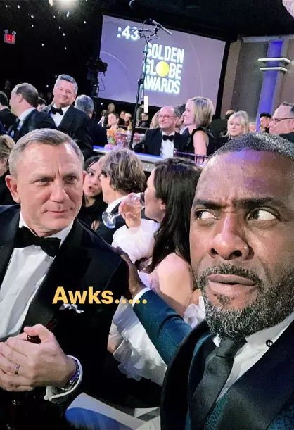 The two Brits stopped for a selfie during the Golden Globes ceremony.