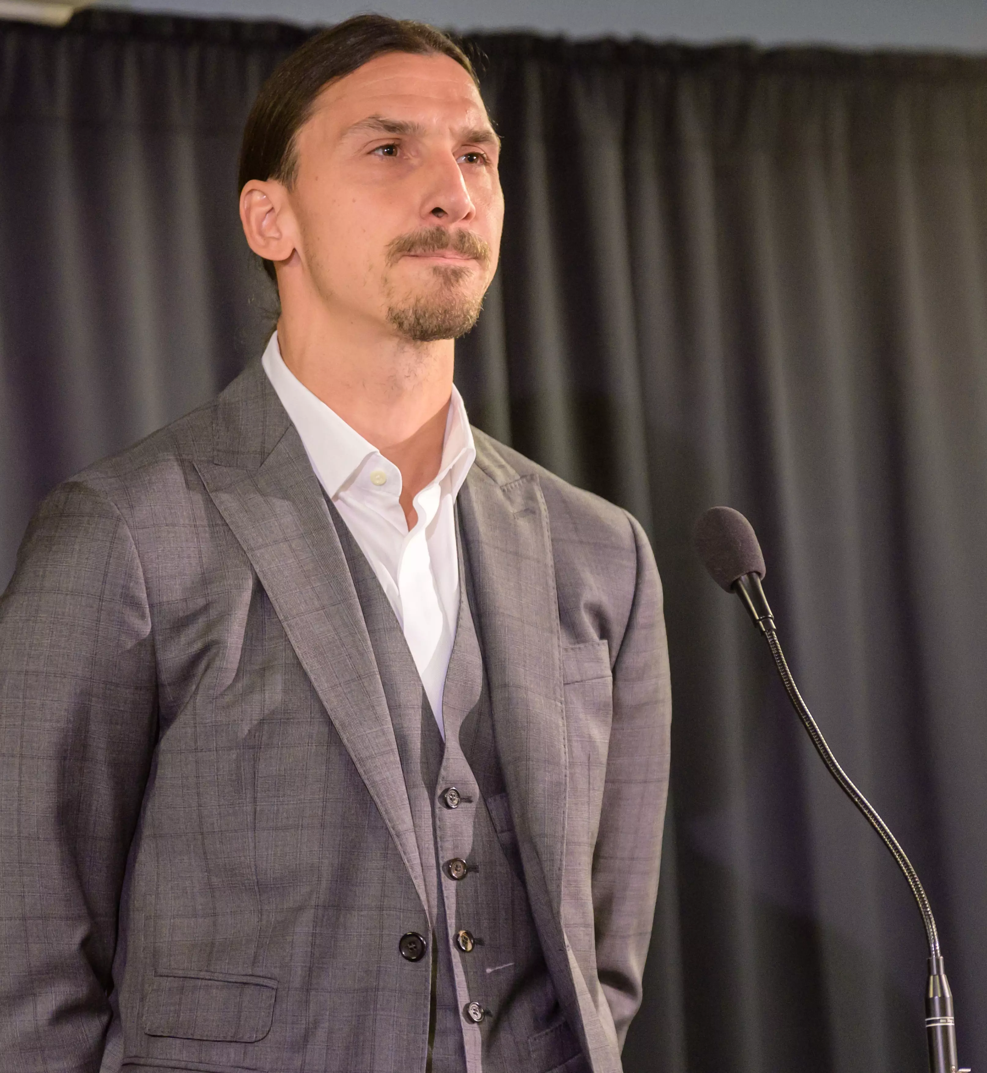 Zlatan speaking at the statue's unveiling in October. (Image