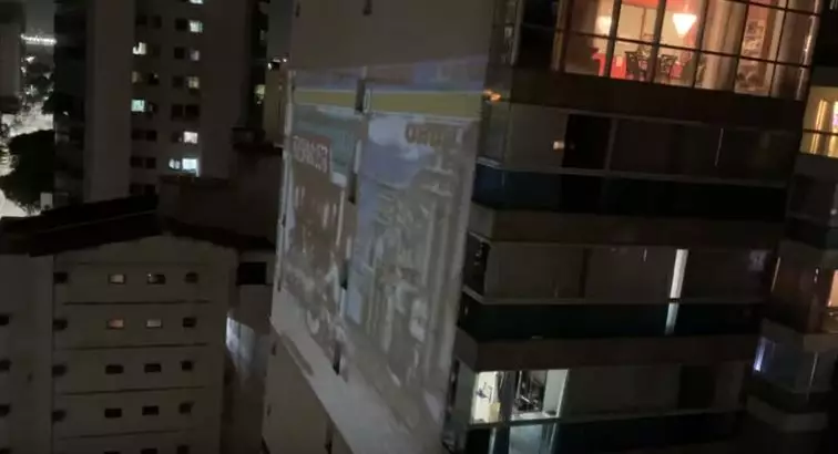 The game was played on the side of a building.