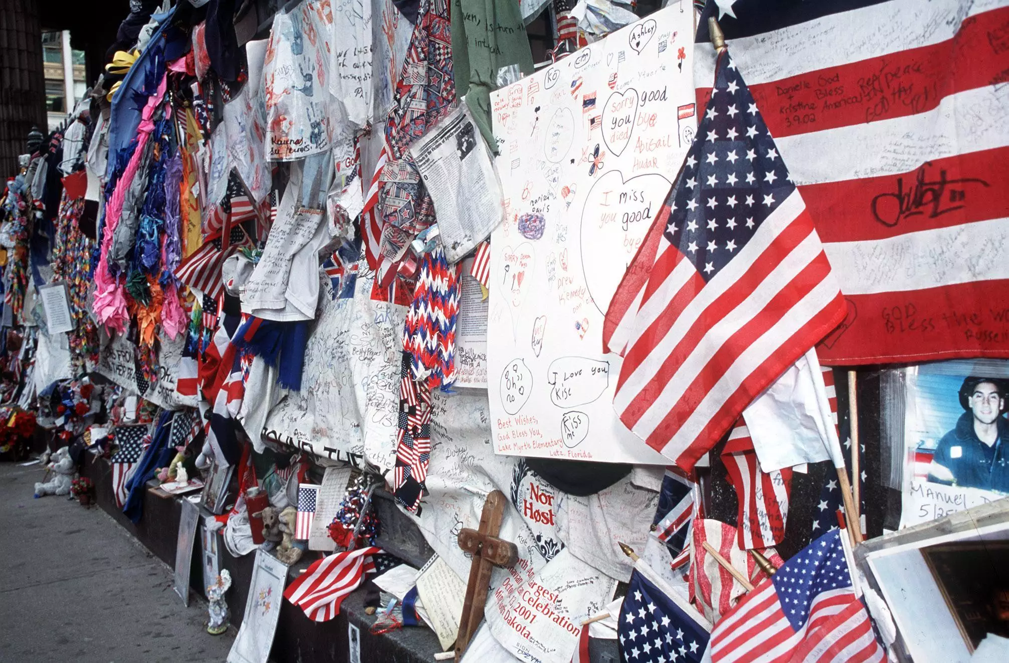 Tributes left to the victims of 9/11.