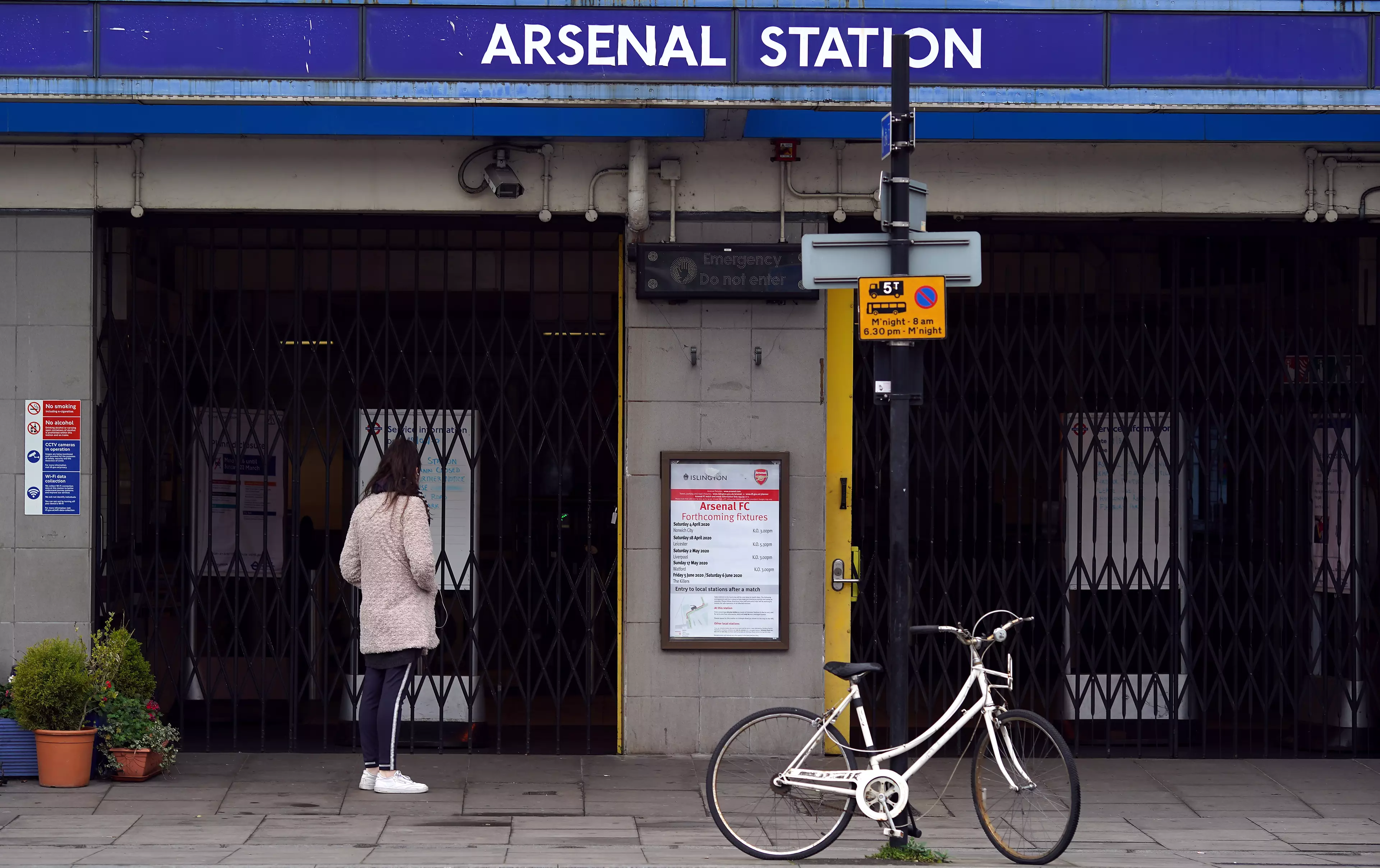 The closed Arsenal Underground Station near the Emirates Stadium.