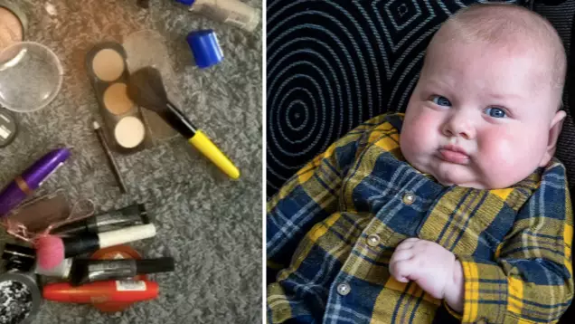 Toddler Gives Baby Brother A Hilarious Makeover 'To Look Like Mummy'