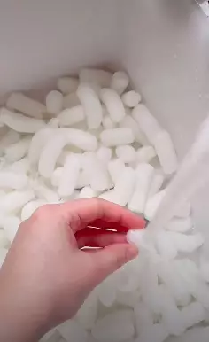 The packing peanuts dissolved under the tap (