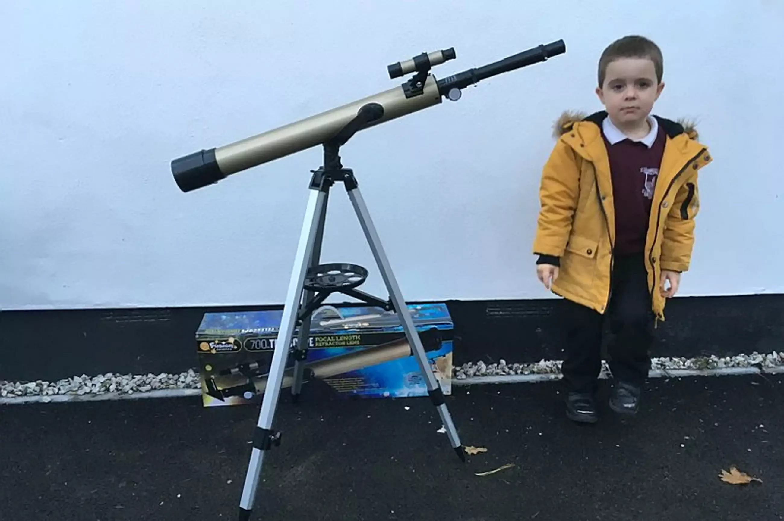 The telescope was a Christmas present for Billy, four.