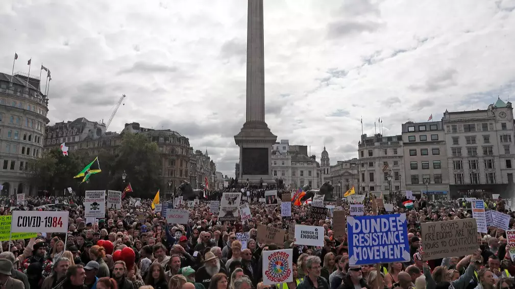 Thousands Gather For Anti-Lockdown Protest In Central London