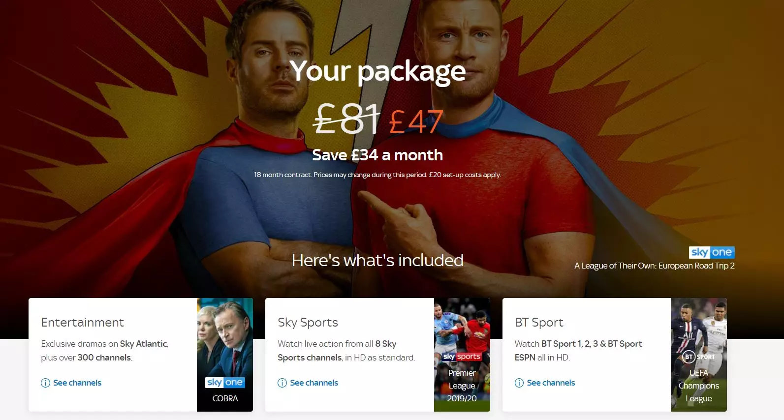 One of the deals for Sky Sports, BT Sport and Sky Entertainment.
