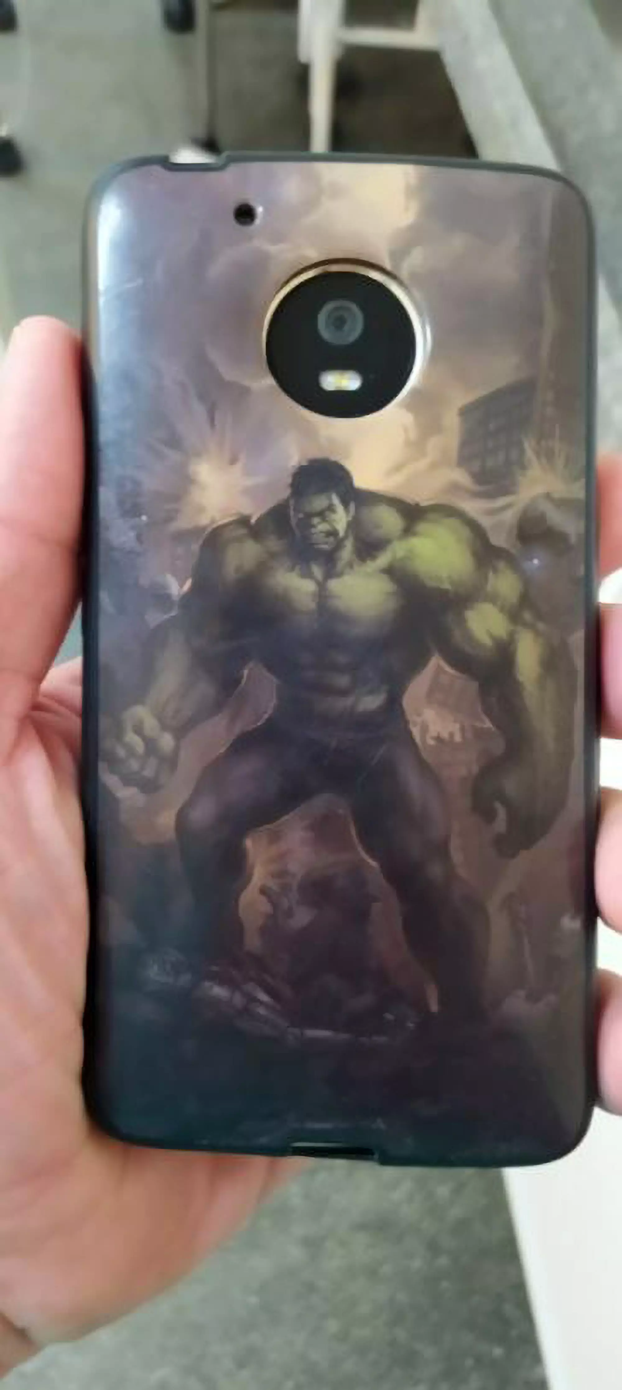 The 'life saving' Hulk-themed phone case.