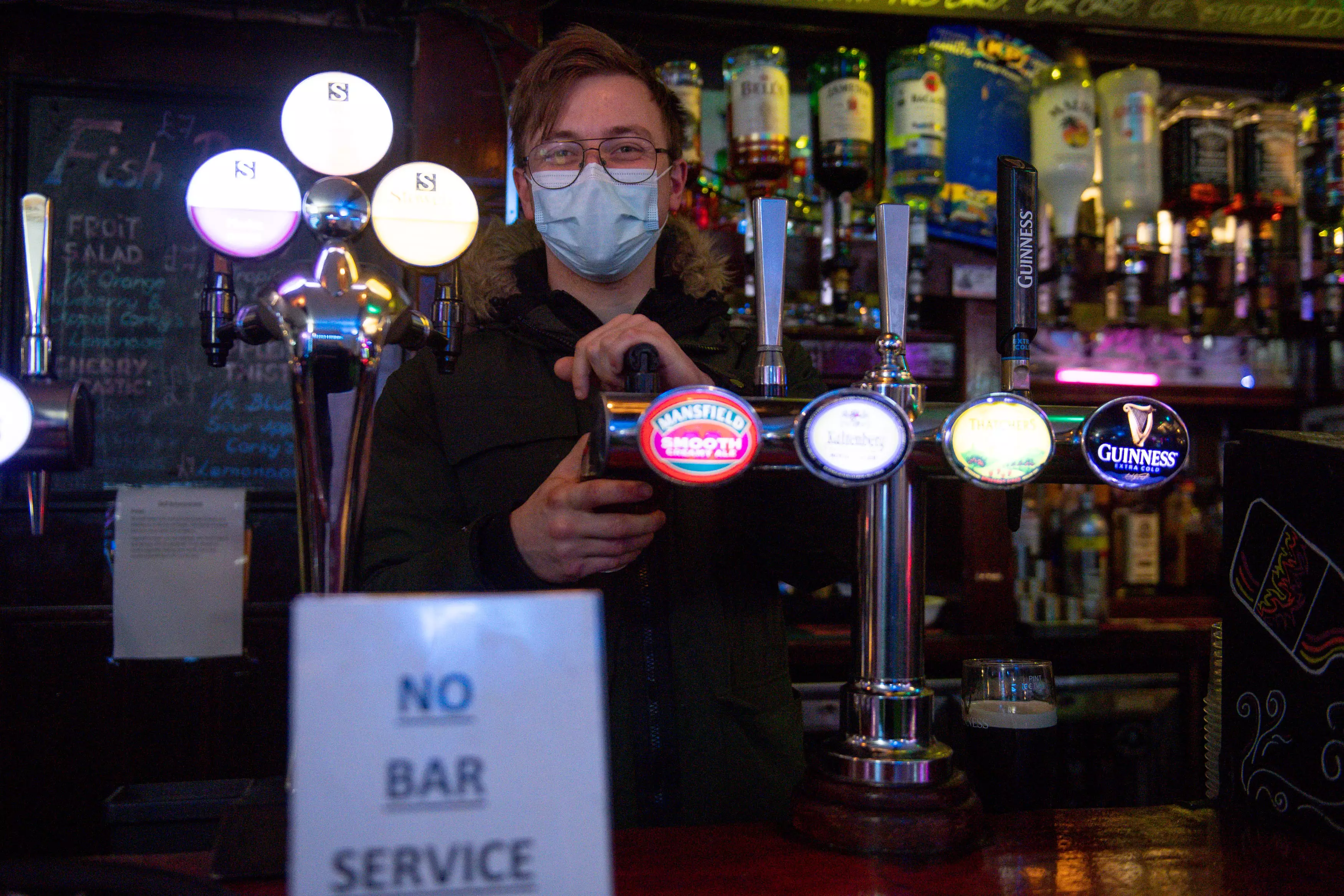 Service at bars has been banned since March 2020.