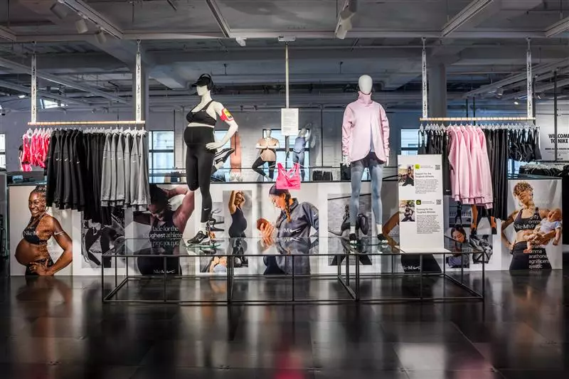 Nike's maternity mannequins are on show at the brand's flagship store (