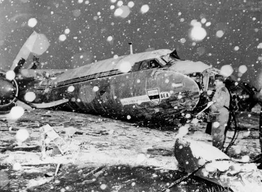 The wreckage of the British European Airways plane which crashed in Munich on February 6, 1958.