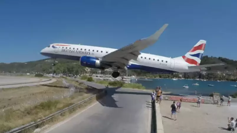 Heart-Stopping Footage Shows Plane Landing Just Feet From Tourists 
