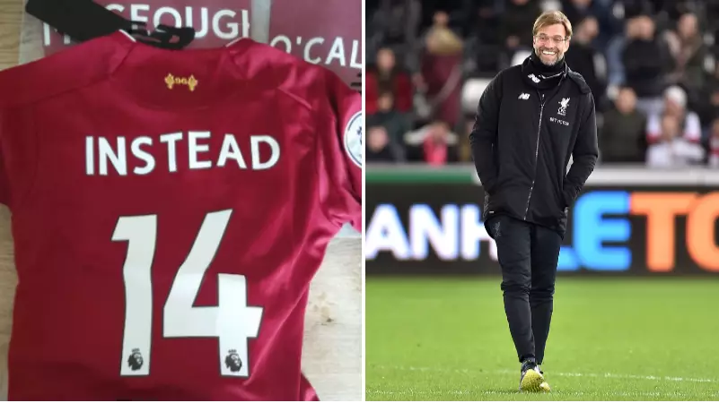 Liverpool Fan Gets 'Instead 14' On The Back Of His Shirt After Hilarious Mishap