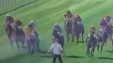 Horses Narrowly Avoid Man After He Invades Racecourse At Wellington Cup