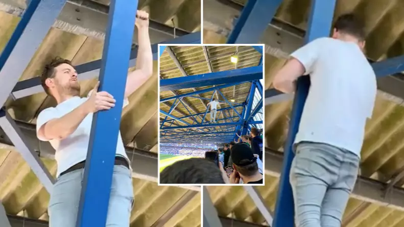 Plymouth Argyle Fan Climbed On Stand At Ipswich Town's Portman Road Stadium