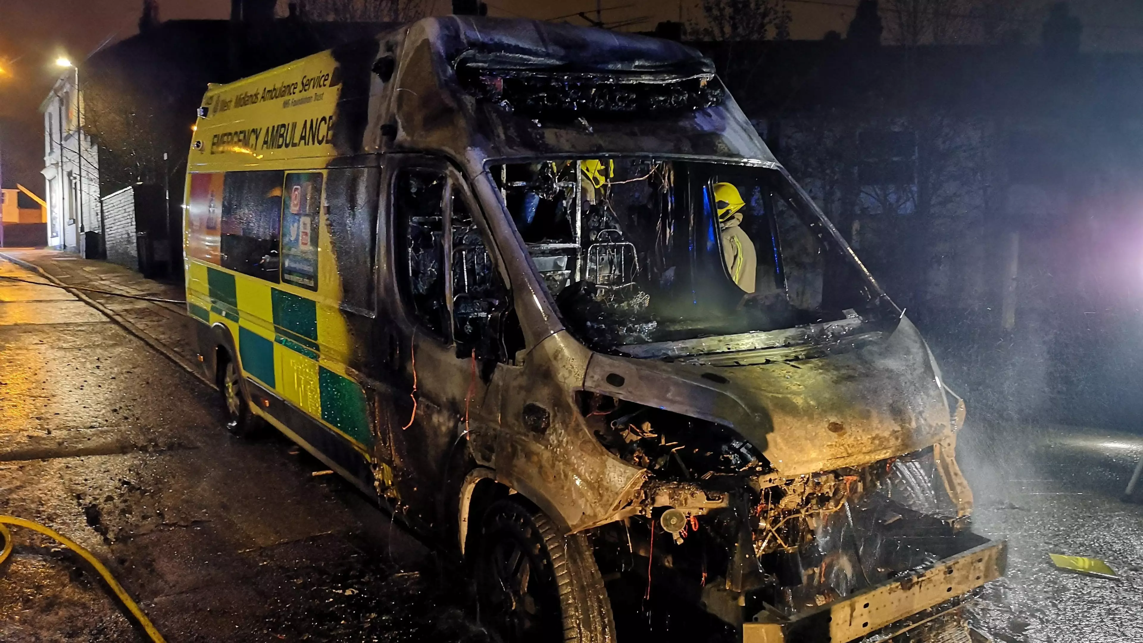 Ambulance Destroyed By Fire As Paramedics Treated Patient In Nearby House 