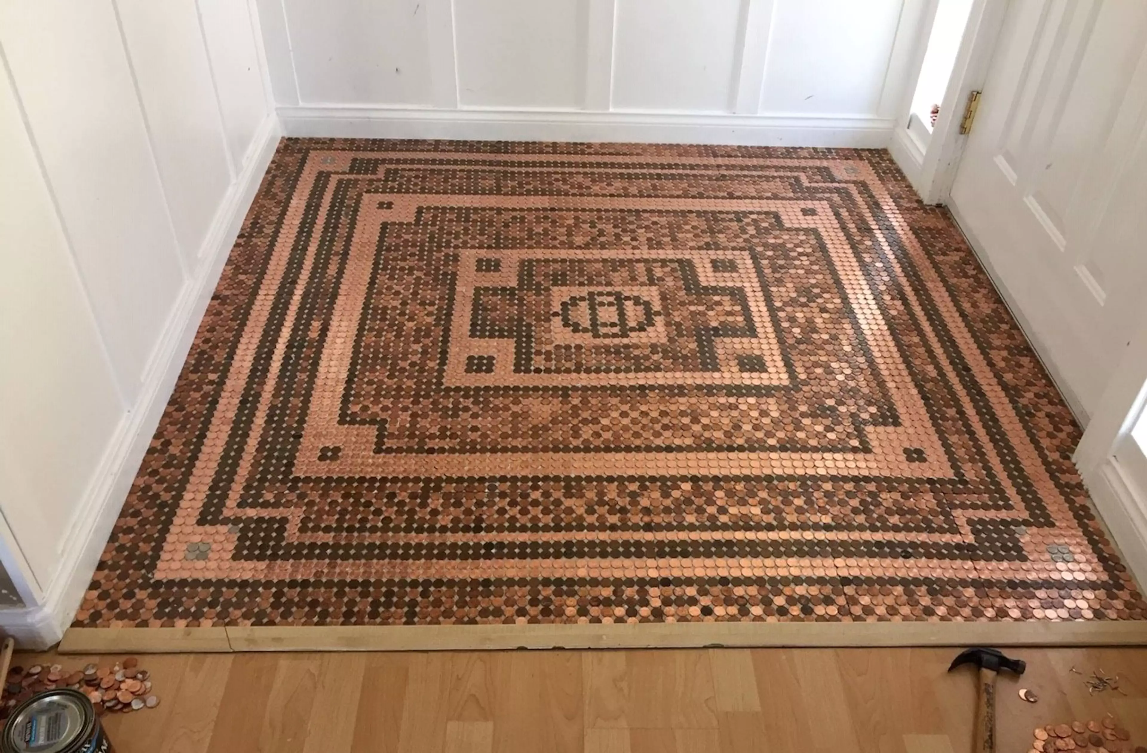 One woman made an incredible floor from just coins (
