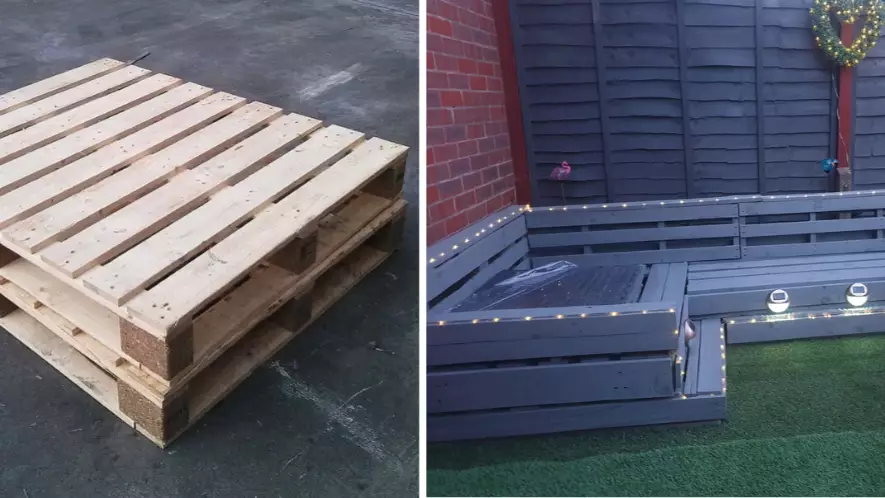  Woman Creates Incredible Corner Sofa For Her Garden Using Just Old Pallets
