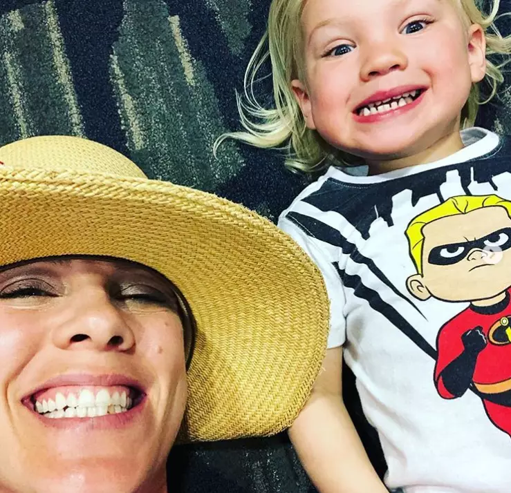 Pink with son Jameson.