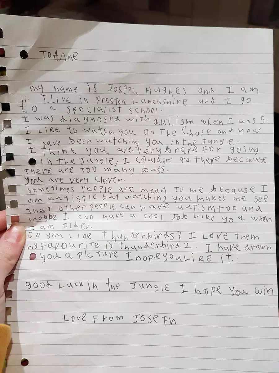 The touching letter written by a little boy to Anne.