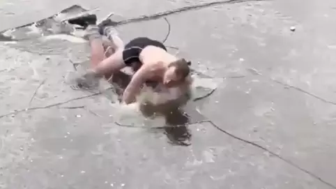Man Goes Ice Skating Half-Naked And Face Plants On Frozen Canal