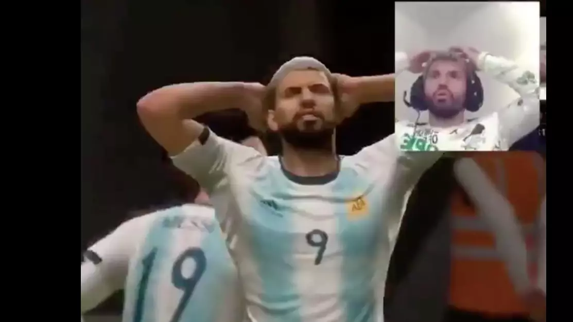 Sergio Aguero's Reaction To Missing A Chance With Himself On FIFA Is Priceless