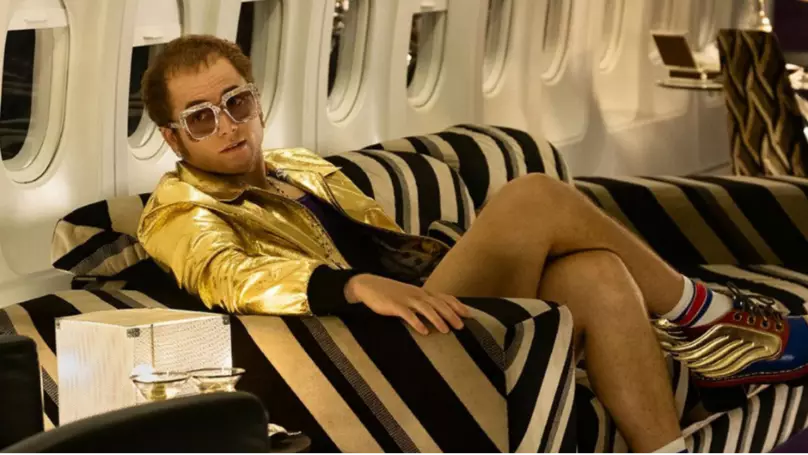 Taron Egerton in character as Elton John.