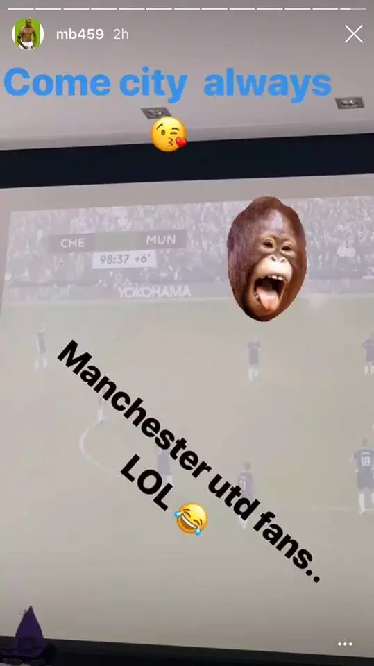 Balotelli on social media laughing at United. Image: Instagram story