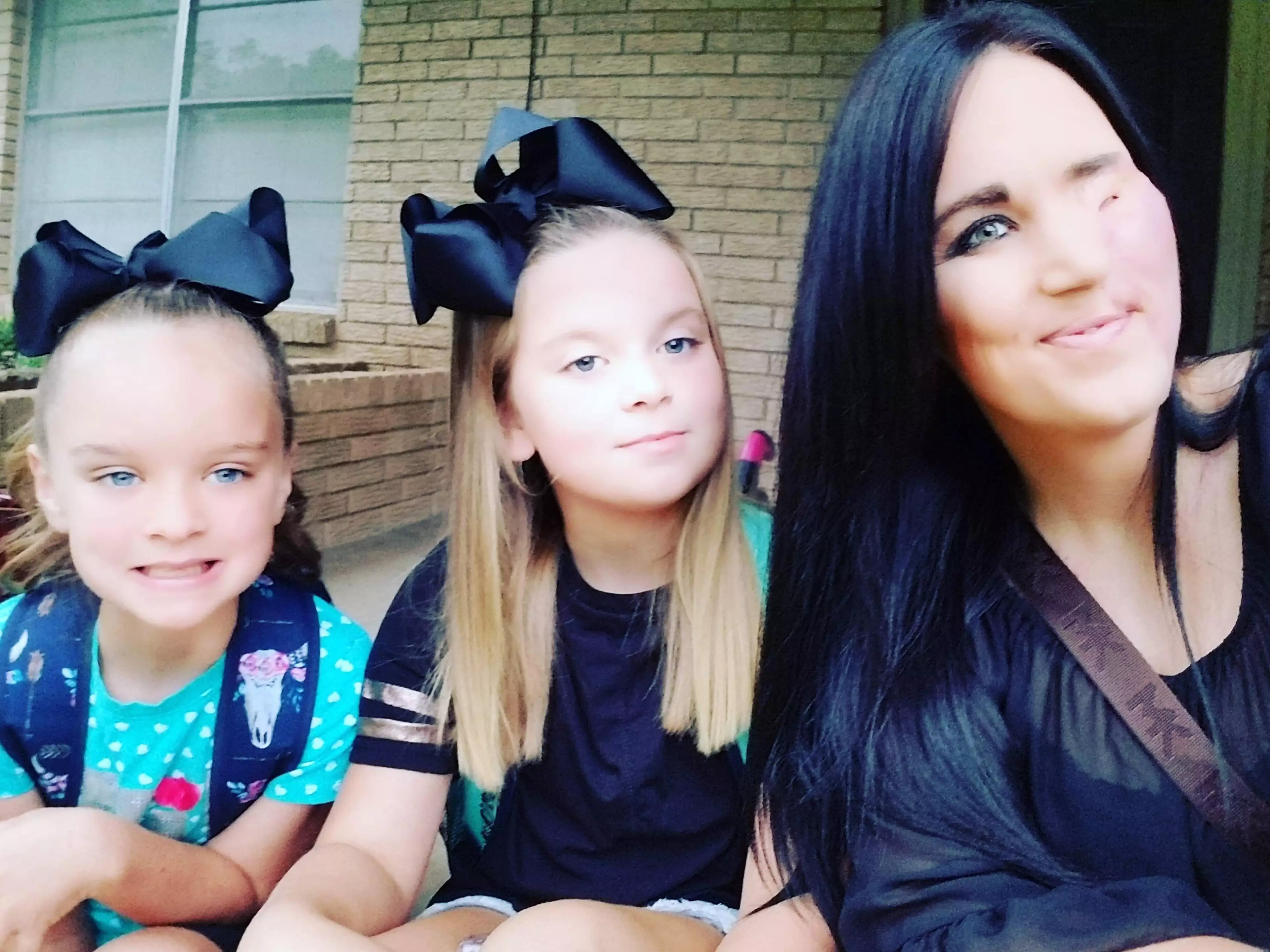 Brittney with daughters Makennah, 10 (centre) and Presley, 7 (left).