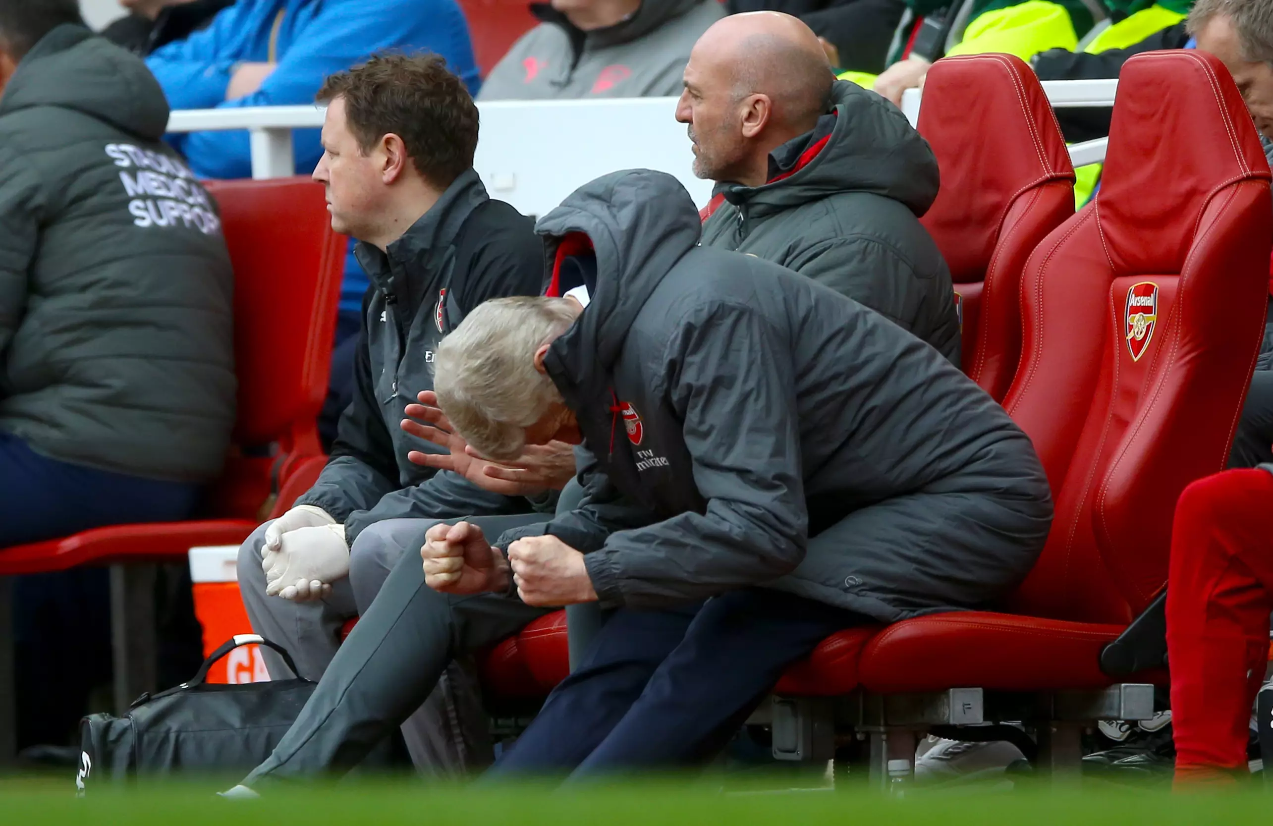Wenger actually gets a chance to celebrate for once. Image: PA Images